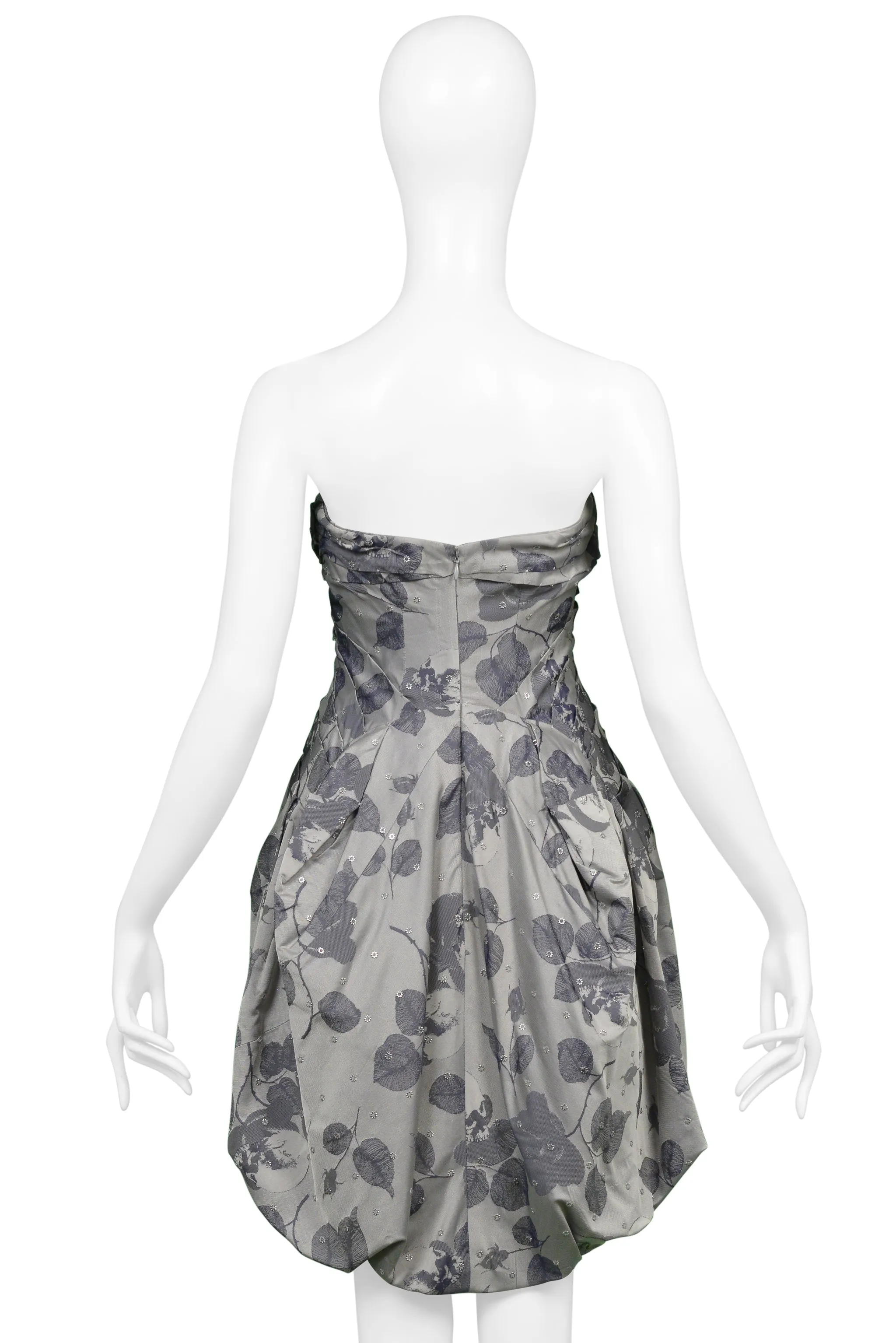 UNDERCOVER GREY FLORAL PRINT GATHERED DRESS SS2008