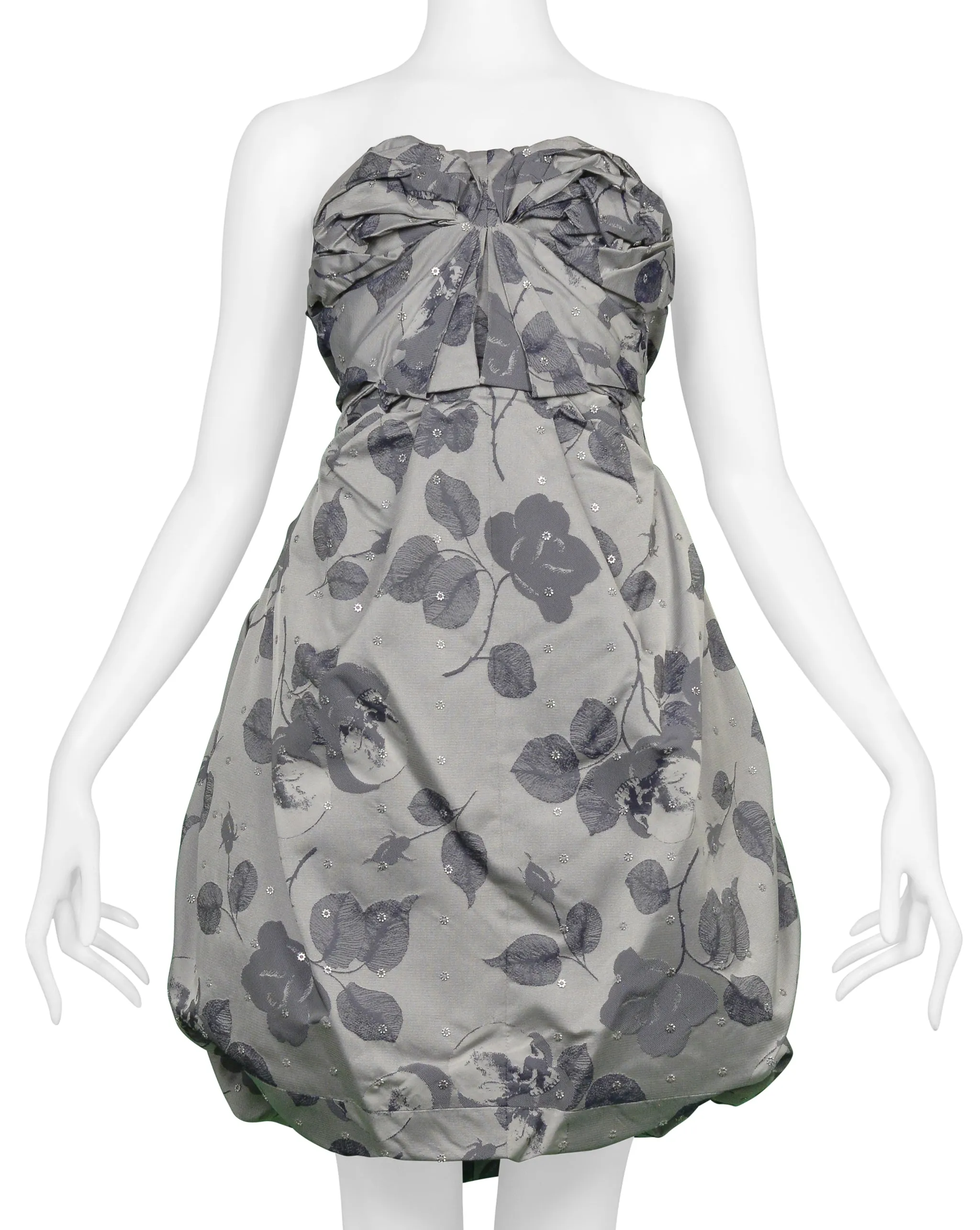 UNDERCOVER GREY FLORAL PRINT GATHERED DRESS SS2008