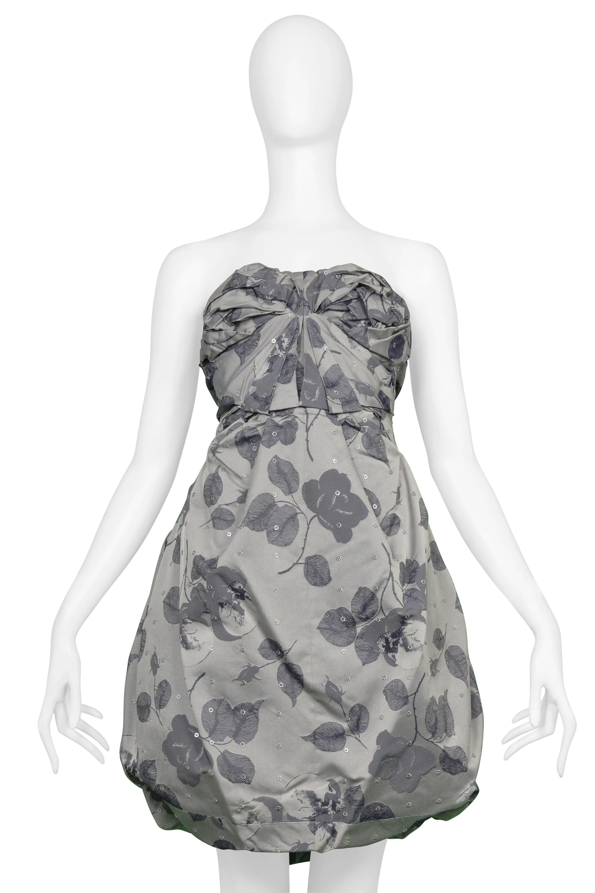 UNDERCOVER GREY FLORAL PRINT GATHERED DRESS SS2008