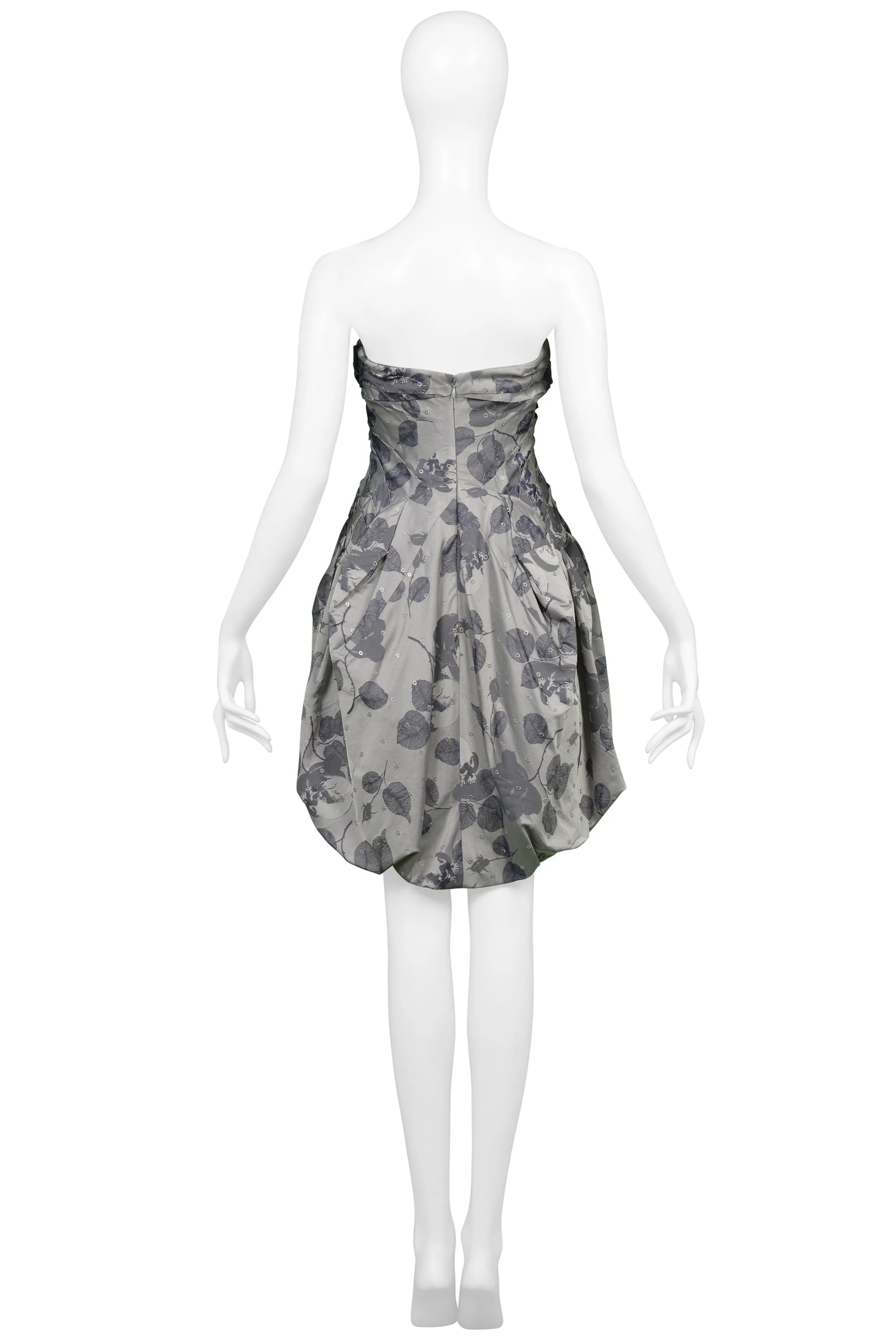 UNDERCOVER GREY FLORAL PRINT GATHERED DRESS SS2008