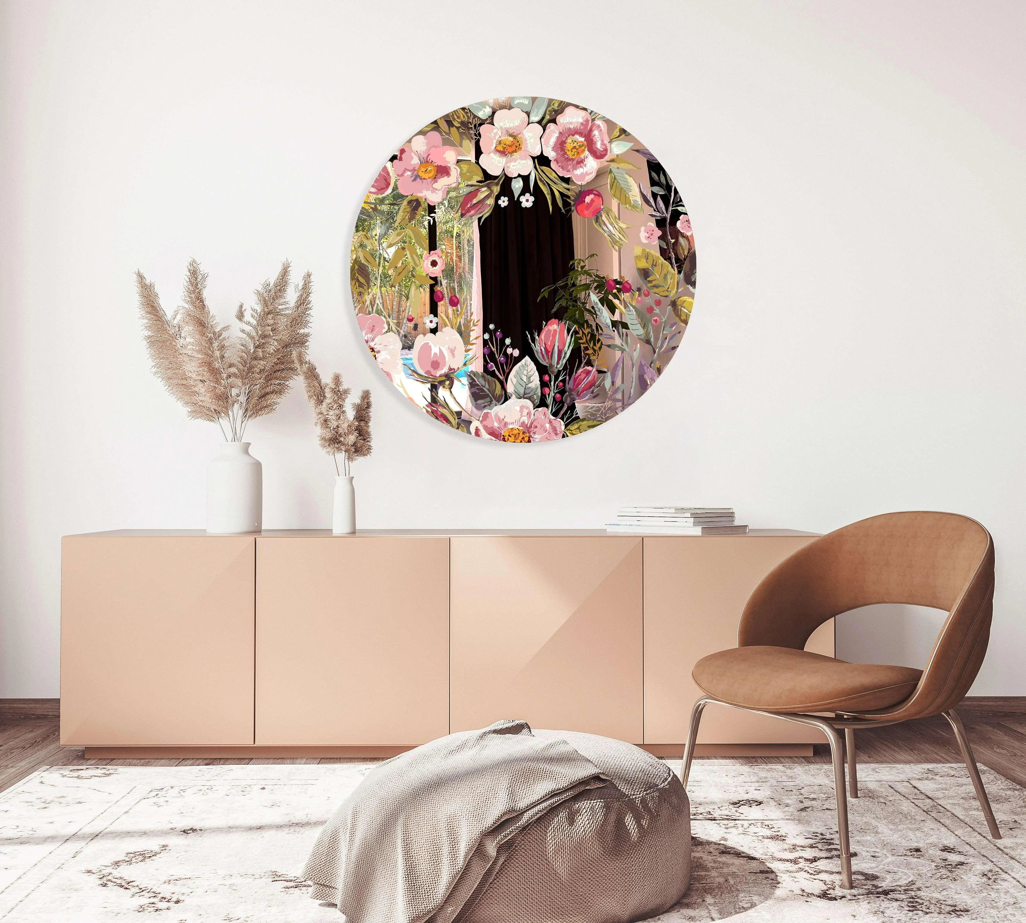 Vintage Berries Mural Printed Mirror Acrylic Circles