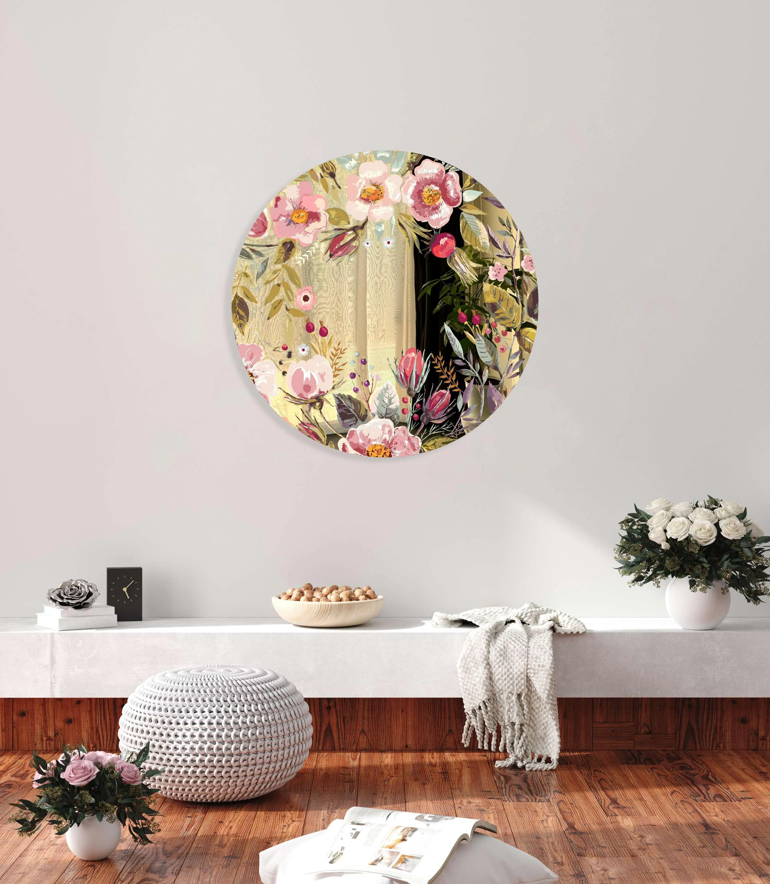 Vintage Berries Mural Printed Mirror Acrylic Circles