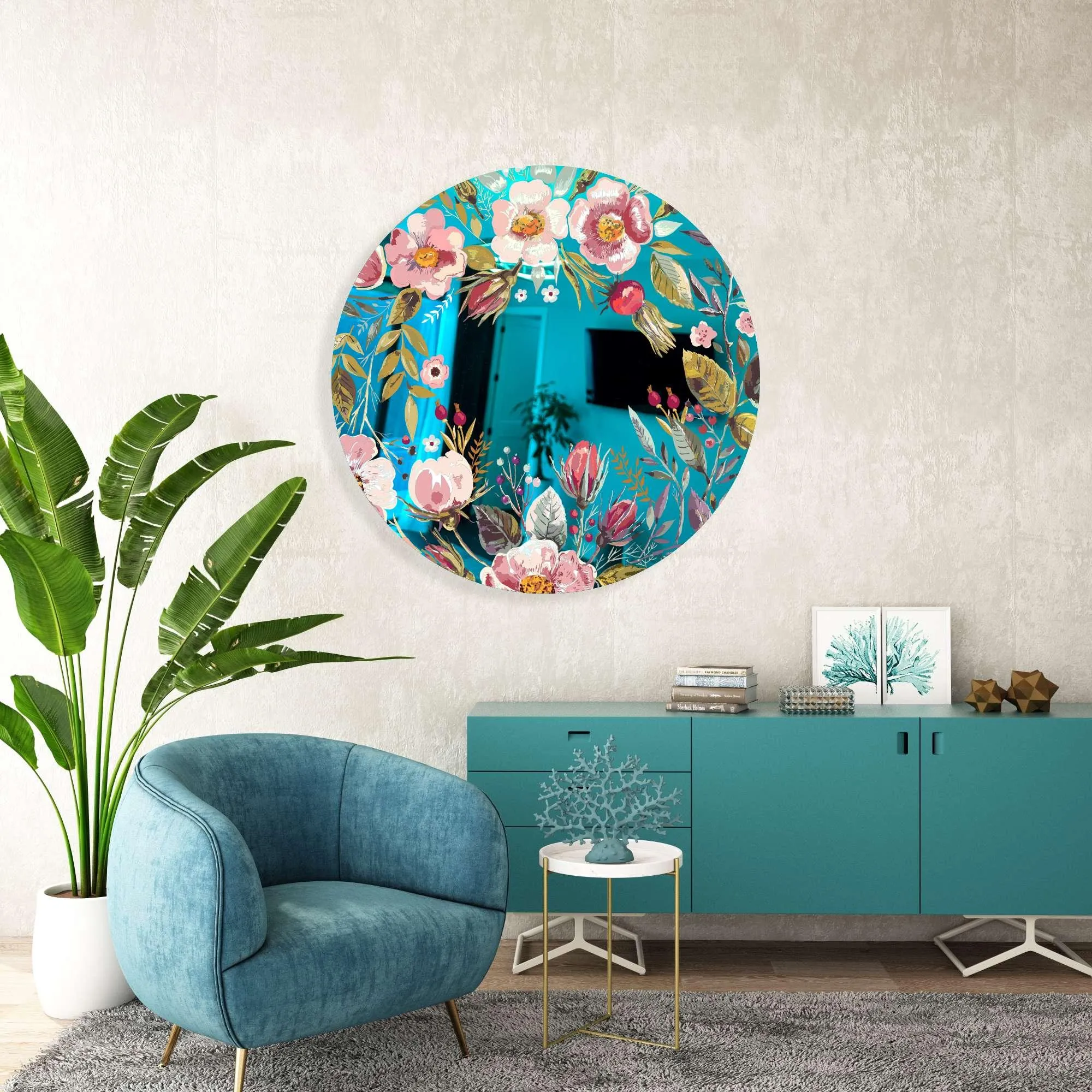 Vintage Berries Mural Printed Mirror Acrylic Circles