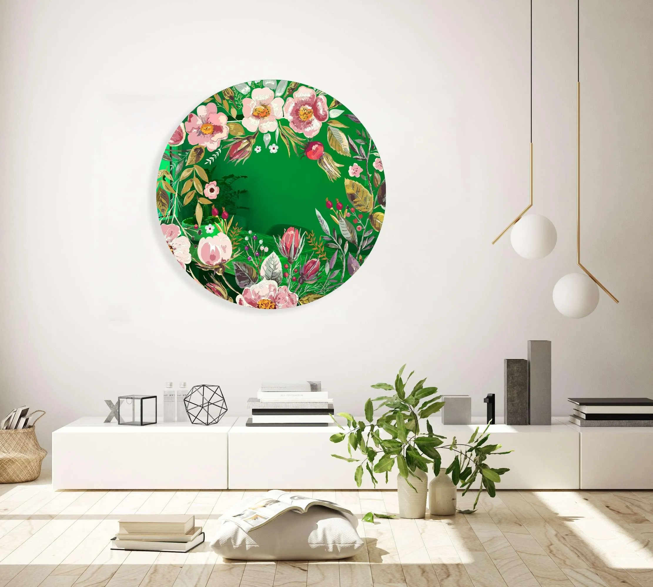 Vintage Berries Mural Printed Mirror Acrylic Circles