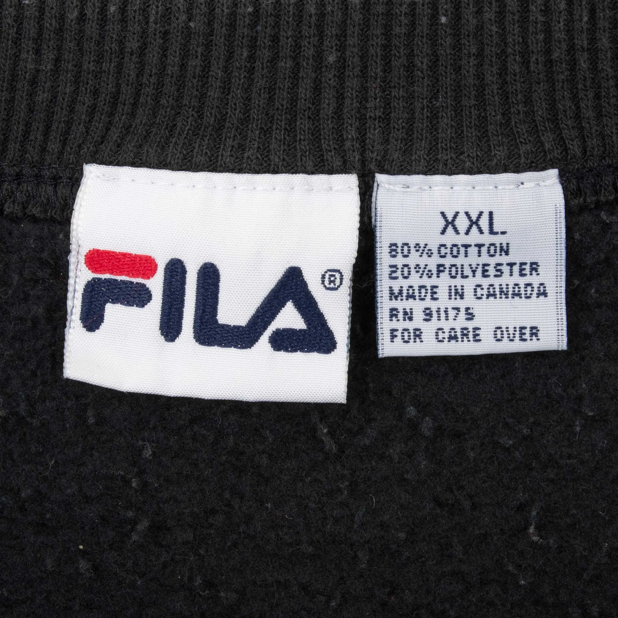 VINTAGE FILA EMBROIDERED BLACK SWEATSHIRT 1990S SIZE 2XL