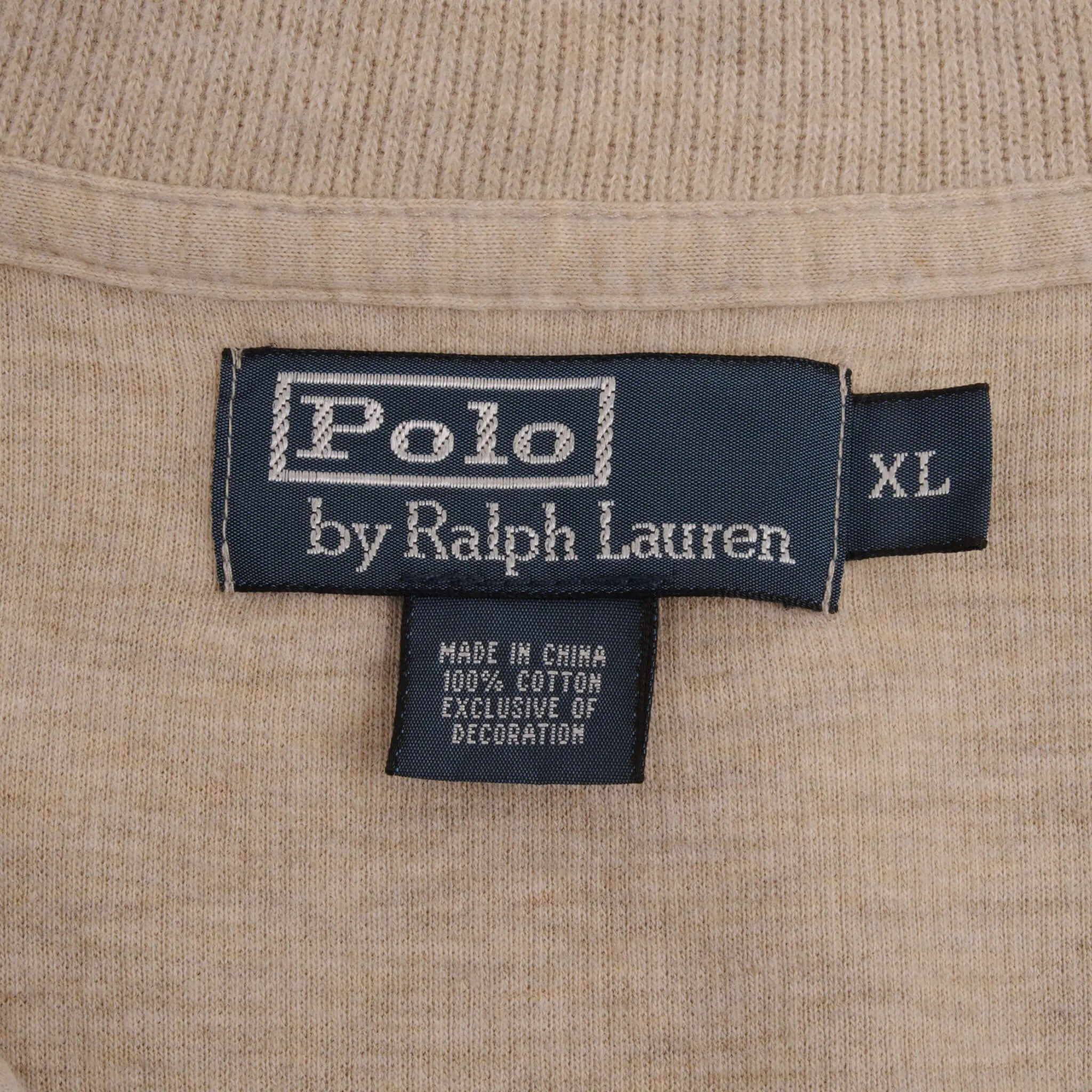 VINTAGE POLO RALPH LAUREN BEIGE 1990S QUARTER 1/4 ZIP SWEATER SIZE XL