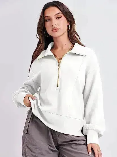 Women's Half Zipper Pullover Long Sleeve Sweatshirt