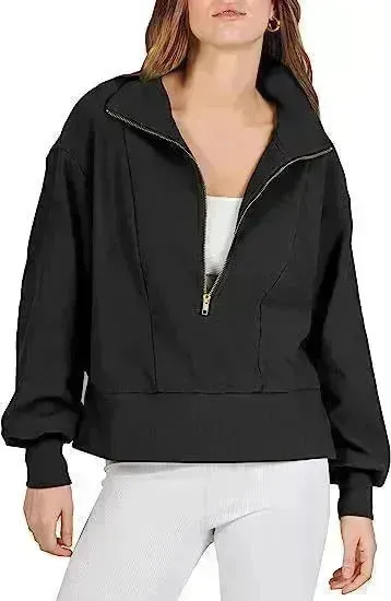 Women's Half Zipper Pullover Long Sleeve Sweatshirt