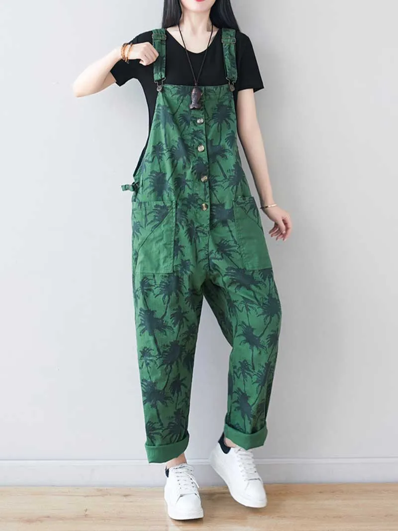 Work Hard Printed Cotton Overall Dungarees