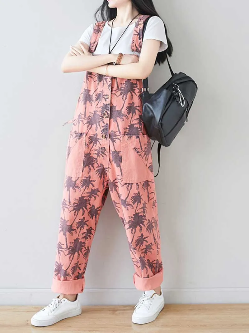 Work Hard Printed Cotton Overall Dungarees