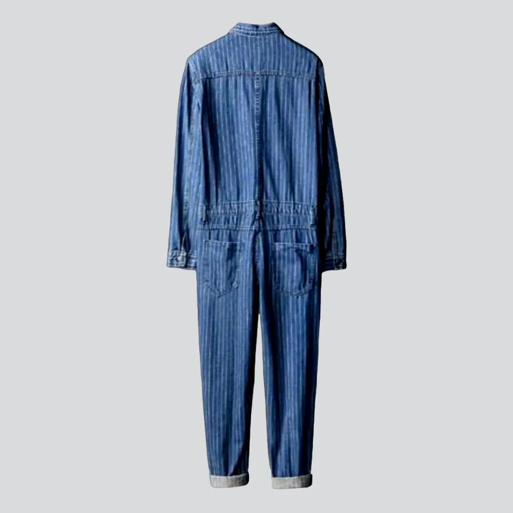 Workwear striped men's denim overall